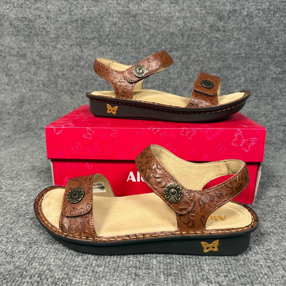 New Alegria Sz 8.5 Sandals Brown Tan Judie Loretta Leather Adjustable Backstrap
